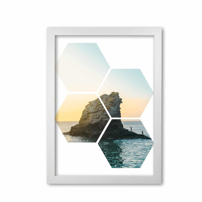 Abstract hex island and sea modern fine art print