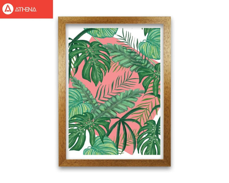 Abstract leaves with pink background modern fine art print, framed botanical &