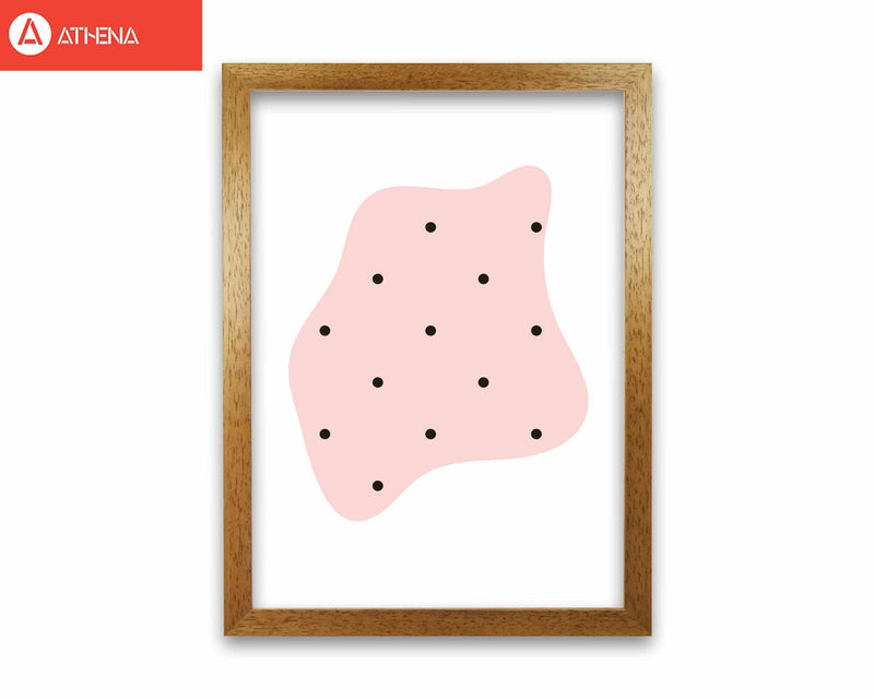 Abstract pink shape with polka dots modern fine art print