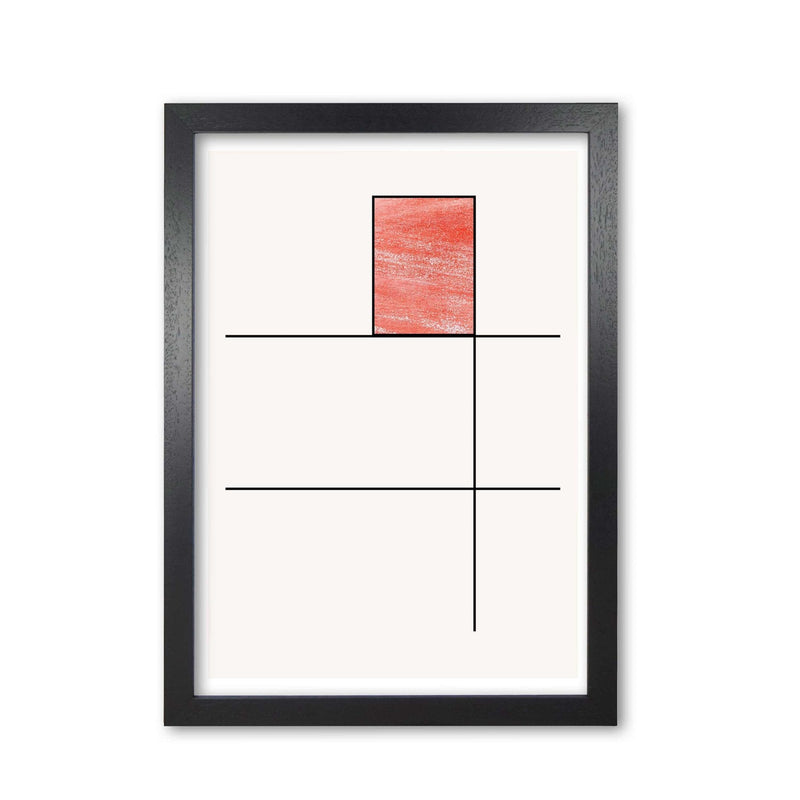 Abstract red crayon geo 2 modern fine art print
