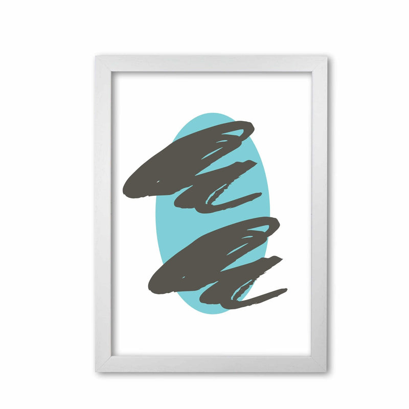 Abstract teal oval with brown strokes modern fine art print