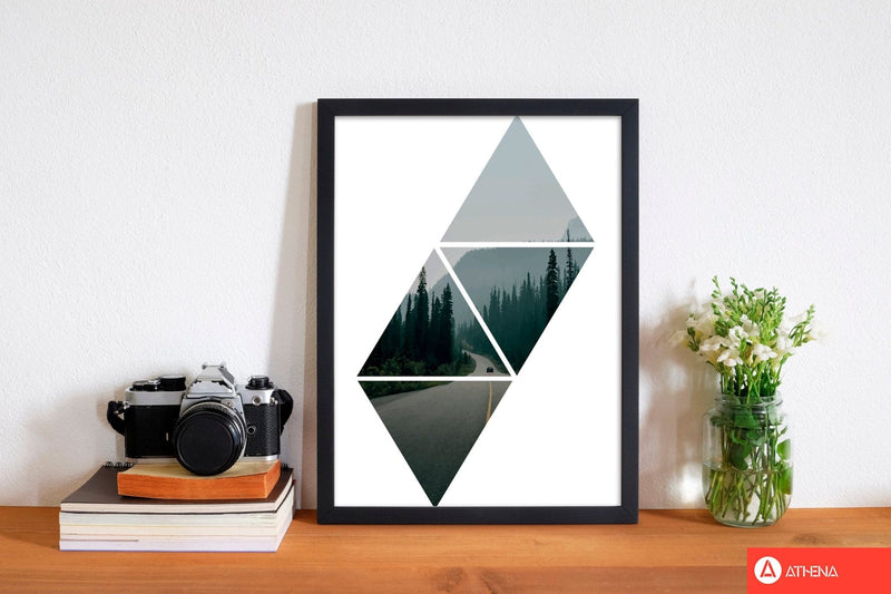 Abstract triangles and forest modern fine art print