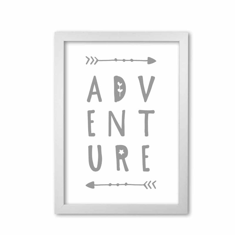 Adventure grey modern fine art print, framed typography wall art