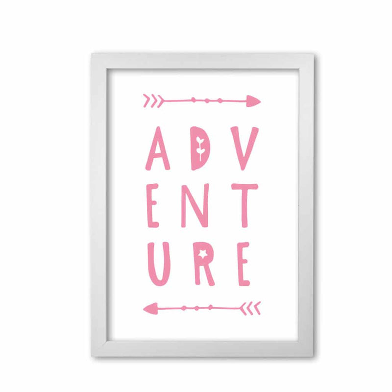 Adventure pink modern fine art print, framed typography wall art