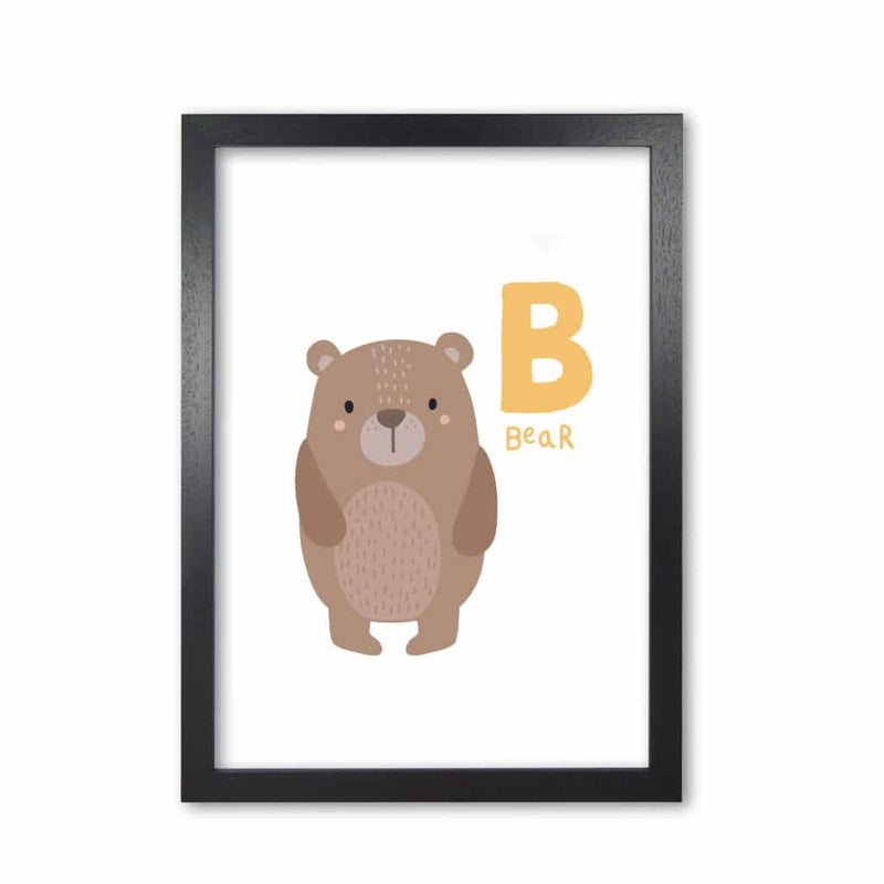 Alphabet animals, b is forbear modern fine art print, framed childrens nursey wall art poster