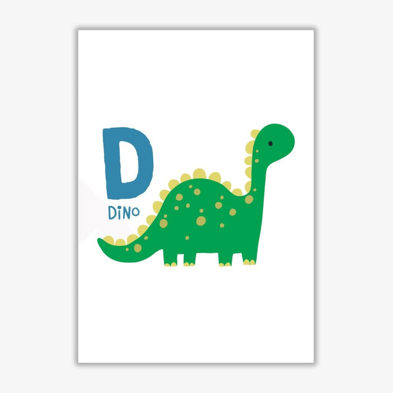 Alphabet animals, d is for dino modern fine art print, framed childrens nursey wall art poster