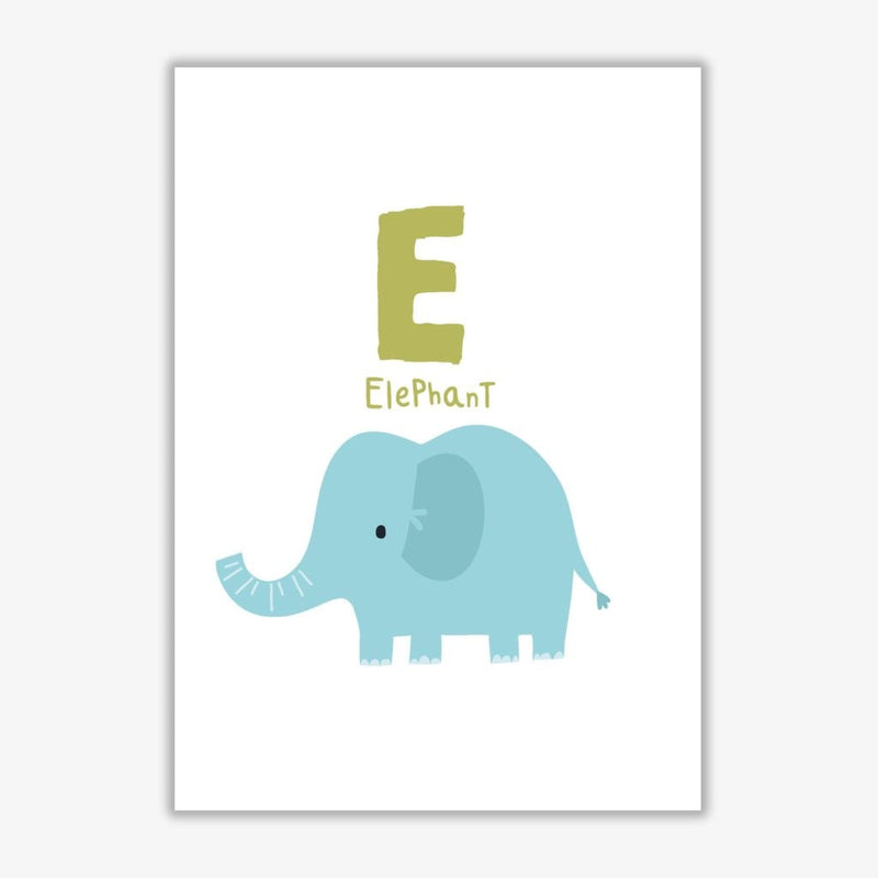 Alphabet animals, e is for elephant modern fine art print, framed childrens nursey wall art poster