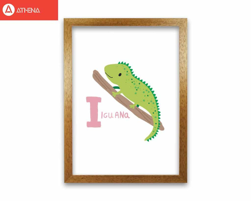 Alphabet animals, i is for iguana modern fine art print, framed childrens nursey wall art poster