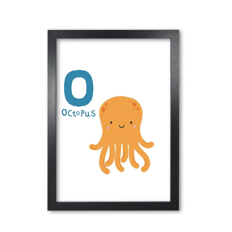 Alphabet animals, o is for octopus modern fine art print, framed childrens nursey wall art poster