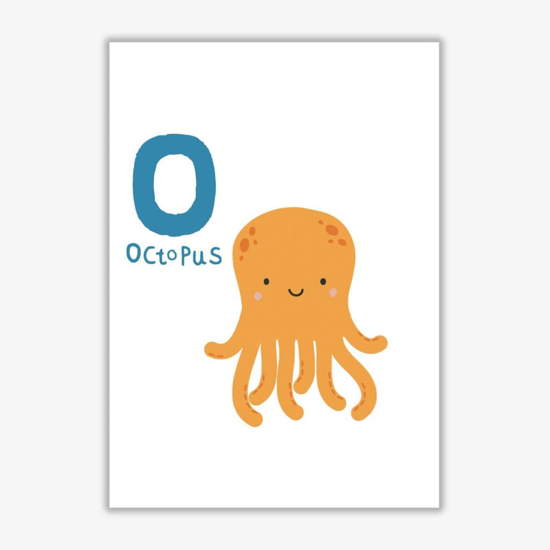 Alphabet animals, o is for octopus modern fine art print, framed childrens nursey wall art poster