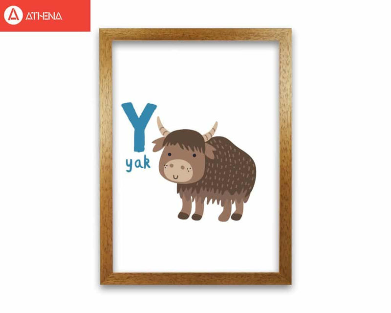 Alphabet animals, y is for yak modern fine art print, framed childrens nursey wall art poster