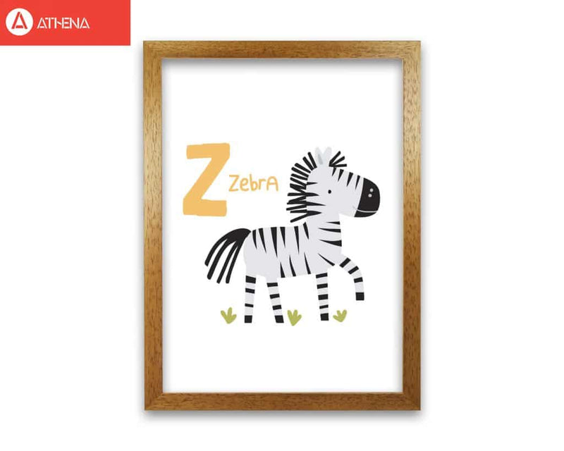 Alphabet animals, z is for zebra modern fine art print, framed childrens nursey wall art poster