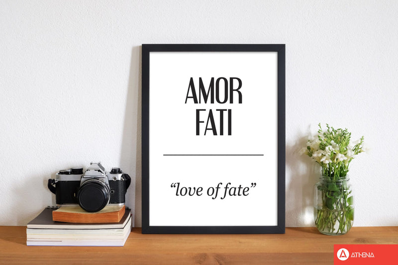 Amor fati modern fine art print, framed typography wall art