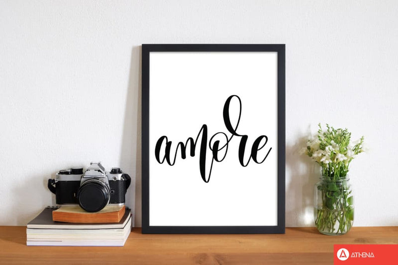 Amore modern fine art print, framed typography wall art