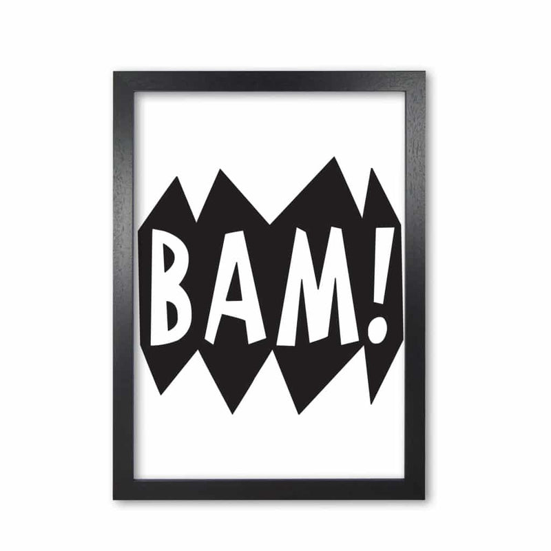 Bam! black modern fine art print, framed childrens nursey wall art poster