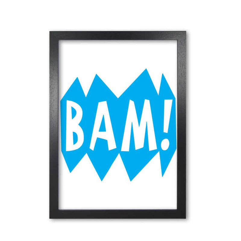 Bam! blue modern fine art print, framed childrens nursey wall art poster