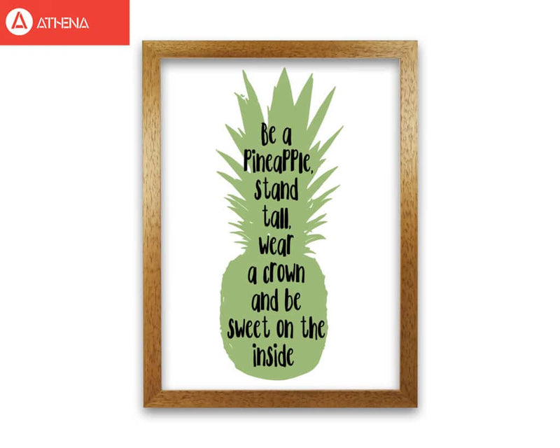 Be a pineapple green modern fine art print, framed typography wall art