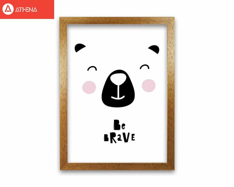 Be brave bear face modern fine art print, framed typography wall art