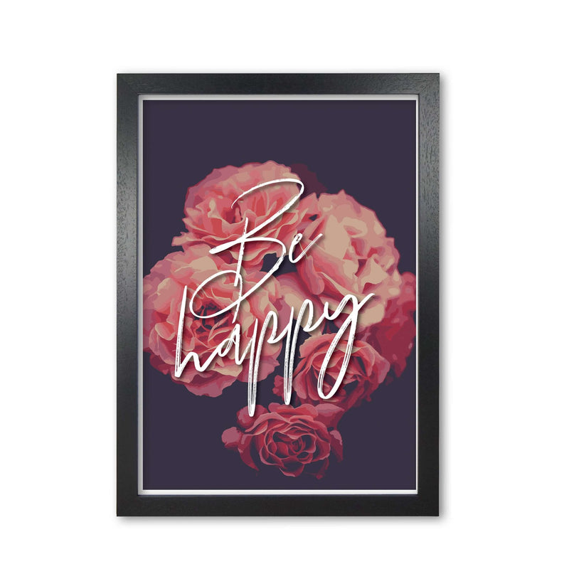 Be happy floral modern fine art print, framed botanical &