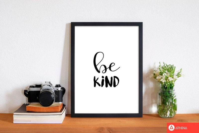 Be kind modern fine art print, framed typography wall art