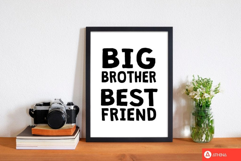 Big brother best friend black modern fine art print, framed typography wall art