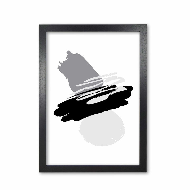 Black and grey abstract paint shapes modern fine art print