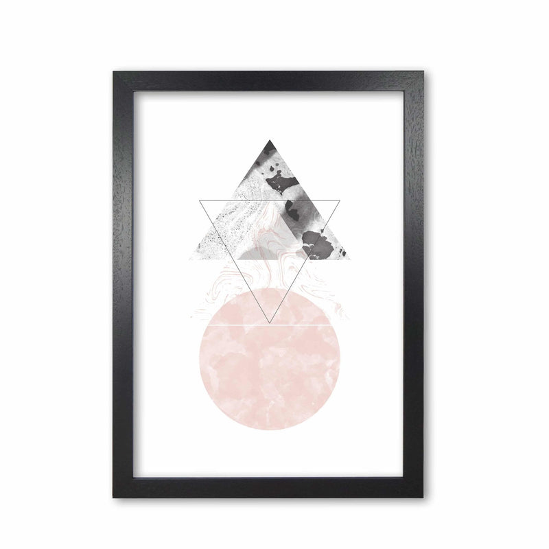 Black and pink marble abstract triangle and circle modern fine art print