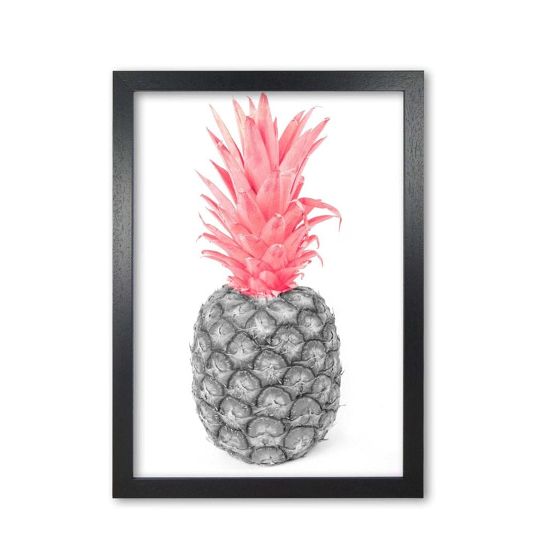 Black and pink pineapple abstract modern fine art print, framed kitchen wall art