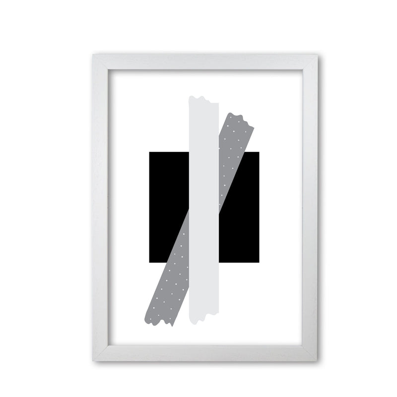 Black square with grey bow abstract modern fine art print