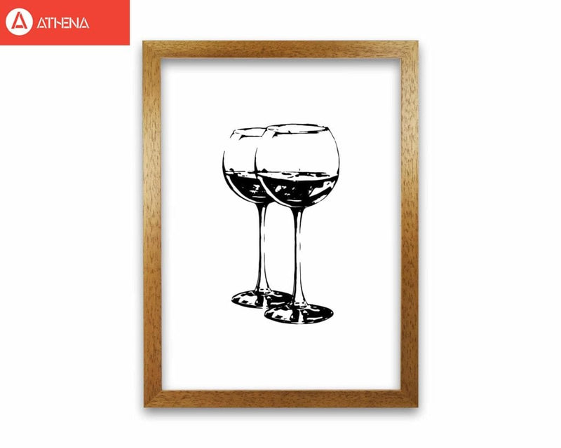 Black wine glasses modern fine art print, framed kitchen wall art