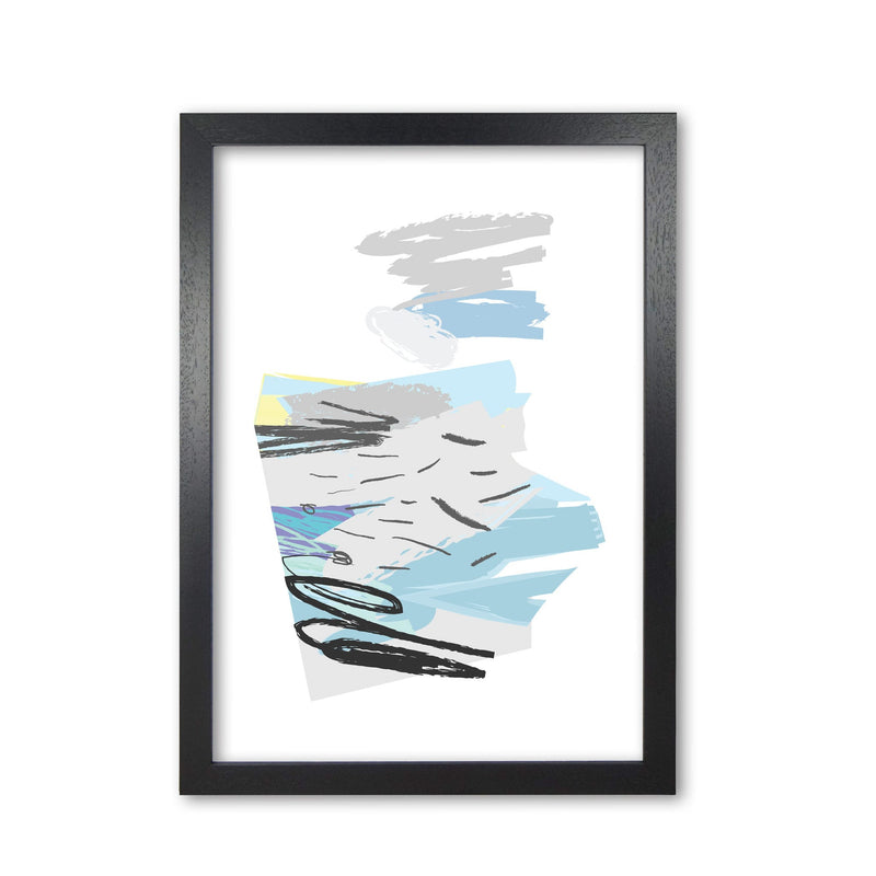 Blue and grey abstract drawings modern fine art print