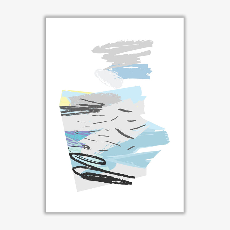 Blue and grey abstract drawings modern fine art print