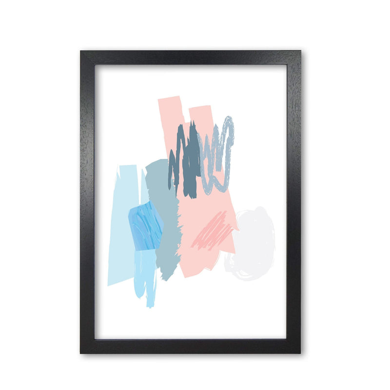 Blue and pink abstract scribbles modern fine art print