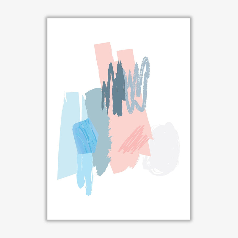 Blue and pink abstract scribbles modern fine art print