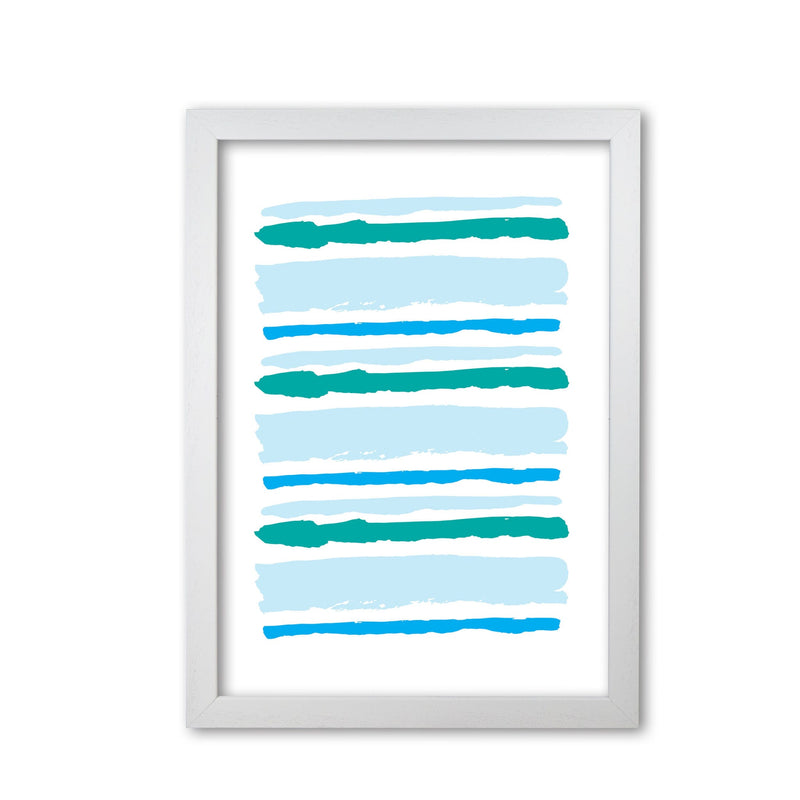 Blue contrast abstract stripes modern fine art print