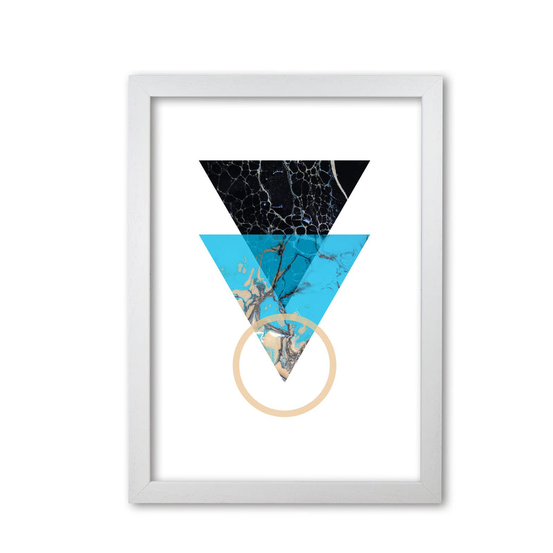 Blue sand abstract triangles modern fine art print
