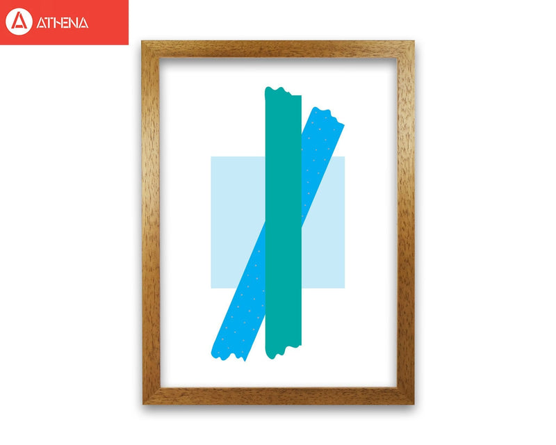 Blue square with blue and teal bow abstract modern fine art print