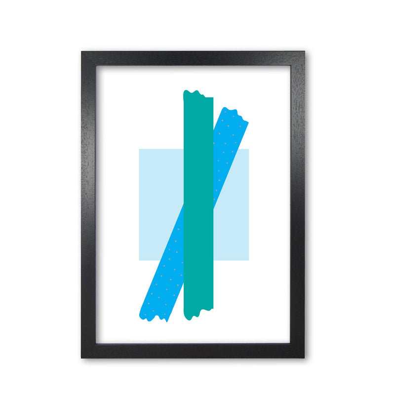 Blue square with blue and teal bow abstract modern fine art print