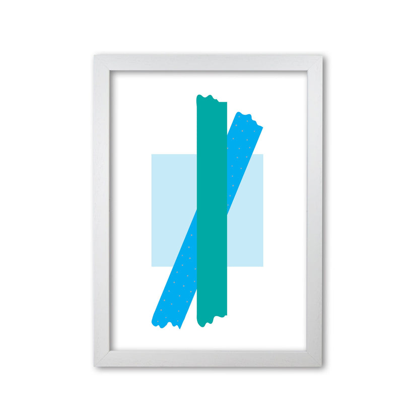 Blue square with blue and teal bow abstract modern fine art print