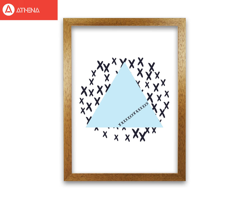 Blue triangle with crosses abstract modern fine art print