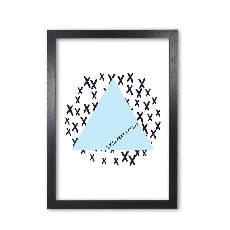 Blue triangle with crosses abstract modern fine art print