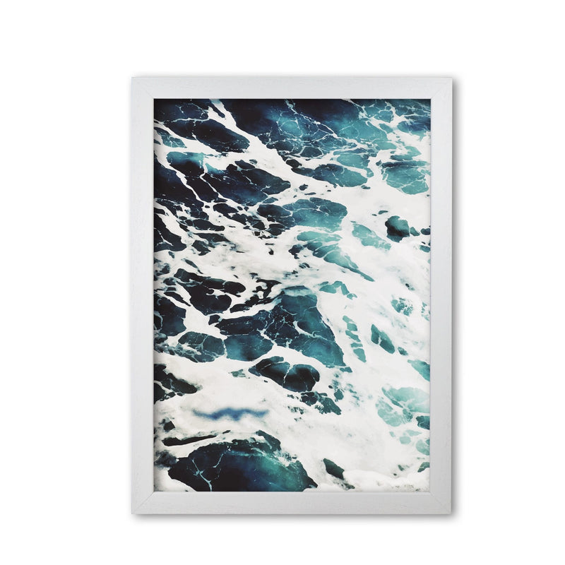 Blue white water modern fine art print, framed botanical &