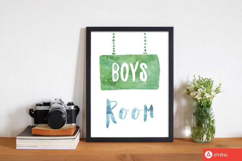 Boys room watercolour modern fine art print, framed childrens nursey wall art poster