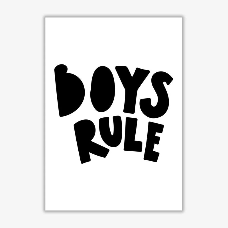 Boys rule black modern fine art print, framed childrens nursey wall art poster