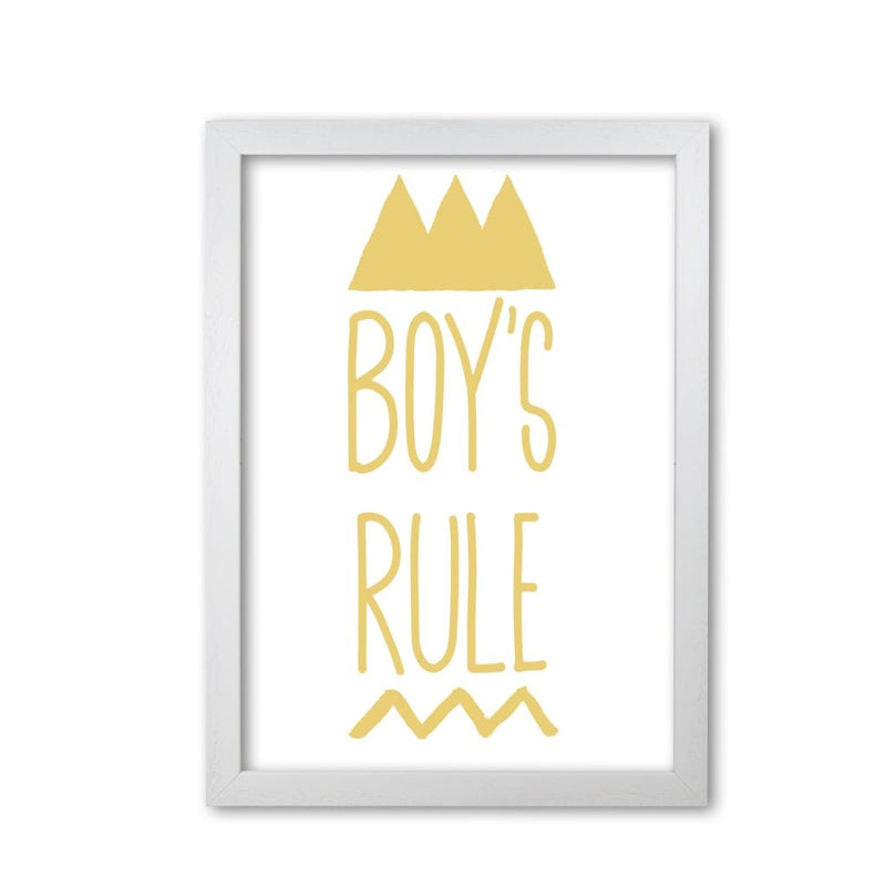 Boys rule gold modern fine art print, framed childrens nursey wall art poster