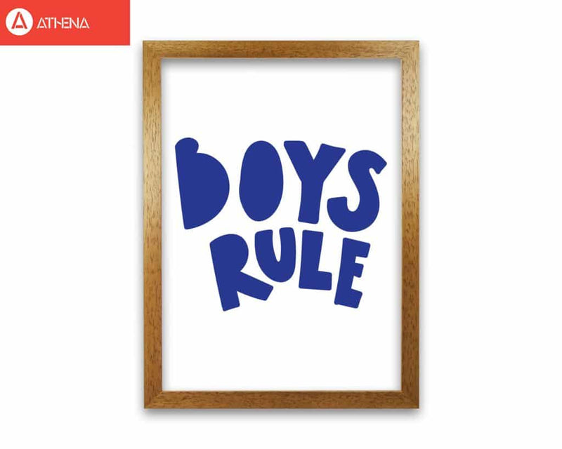 Boys rule navy modern fine art print, framed childrens nursey wall art poster