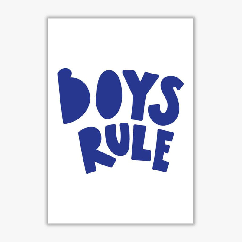 Boys rule navy modern fine art print, framed childrens nursey wall art poster