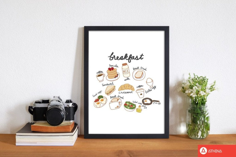 Breakfast collection portrait modern fine art print, framed kitchen wall art