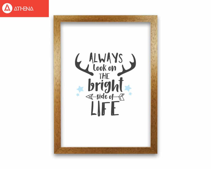 Bright side of life modern fine art print, framed typography wall art