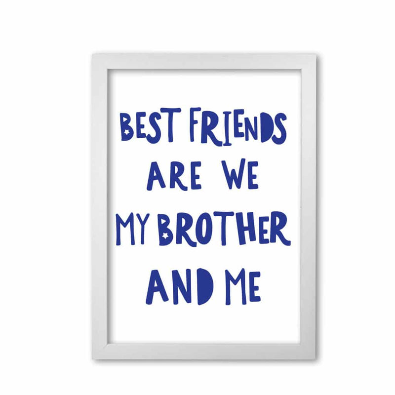 Brother best friends navy modern fine art print, framed childrens nursey wall art poster